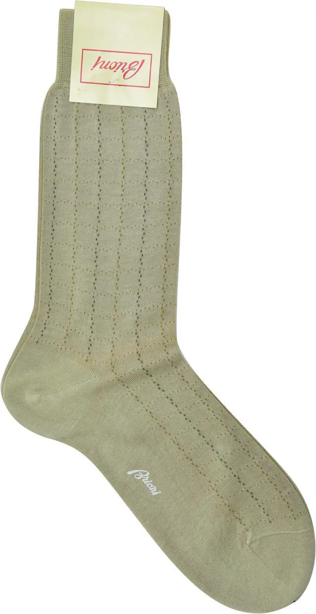 Main image of Brioni Men's 100% Cotton Oatmeal Checked Socks (10.5)