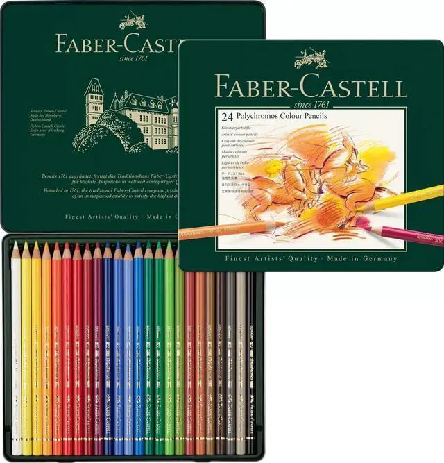 Main image of Faber-Castell 24-Piece Polychromous Colored Pencil Set in Metal Tin