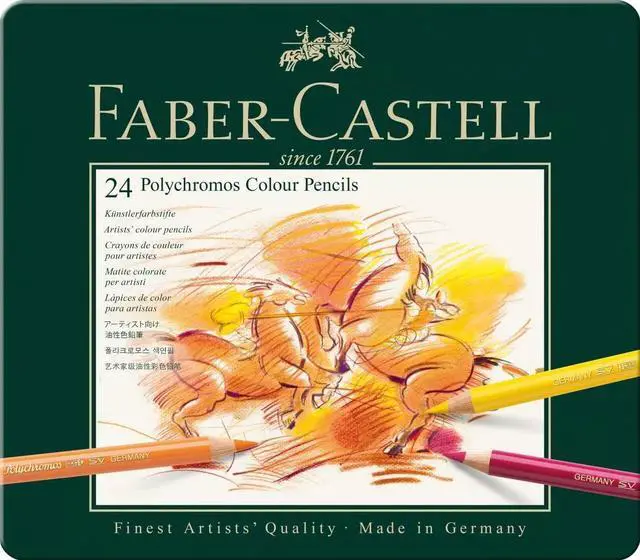 Alt view image 6 of 6 - Faber-Castell 24-Piece Polychromous Colored Pencil Set in Metal Tin