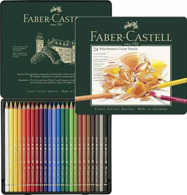 Alt view image 2 of 6 - Faber-Castell 24-Piece Polychromous Colored Pencil Set in Metal Tin