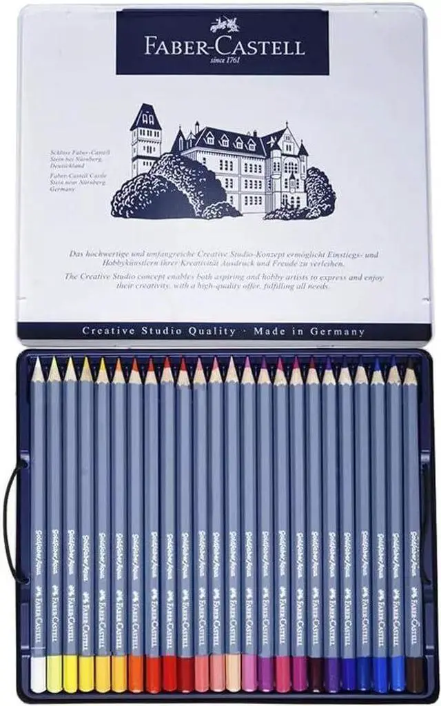 Alt view image 2 of 4 - Faber-Castell 48Pc Creative Studio Goldfaber Watercolor Pencil in Aqua Metal Tin