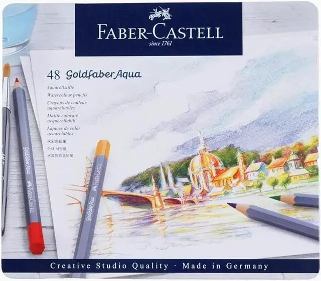 Main image of Faber-Castell 48Pc Creative Studio Goldfaber Watercolor Pencil in Aqua Metal Tin