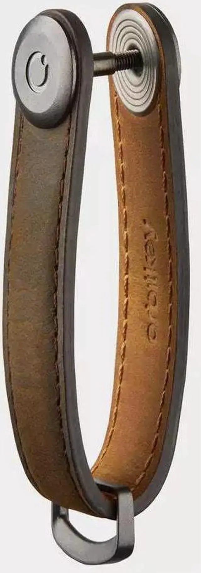 Alt view image 2 of 7 - Orbitkey Crazy Horse Leather Slim Secure Key Organizer,Carry 2-7 Keys, Oak Brown