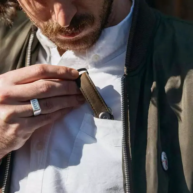 Alt view image 4 of 7 - Orbitkey Crazy Horse Leather Slim Secure Key Organizer,Carry 2-7 Keys, Oak Brown