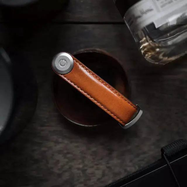 Alt view image 4 of 5 - Orbitkey Premium Leather Slim Key Organizer, Carry 2-7 Keys, Cognac/Tan Stitching