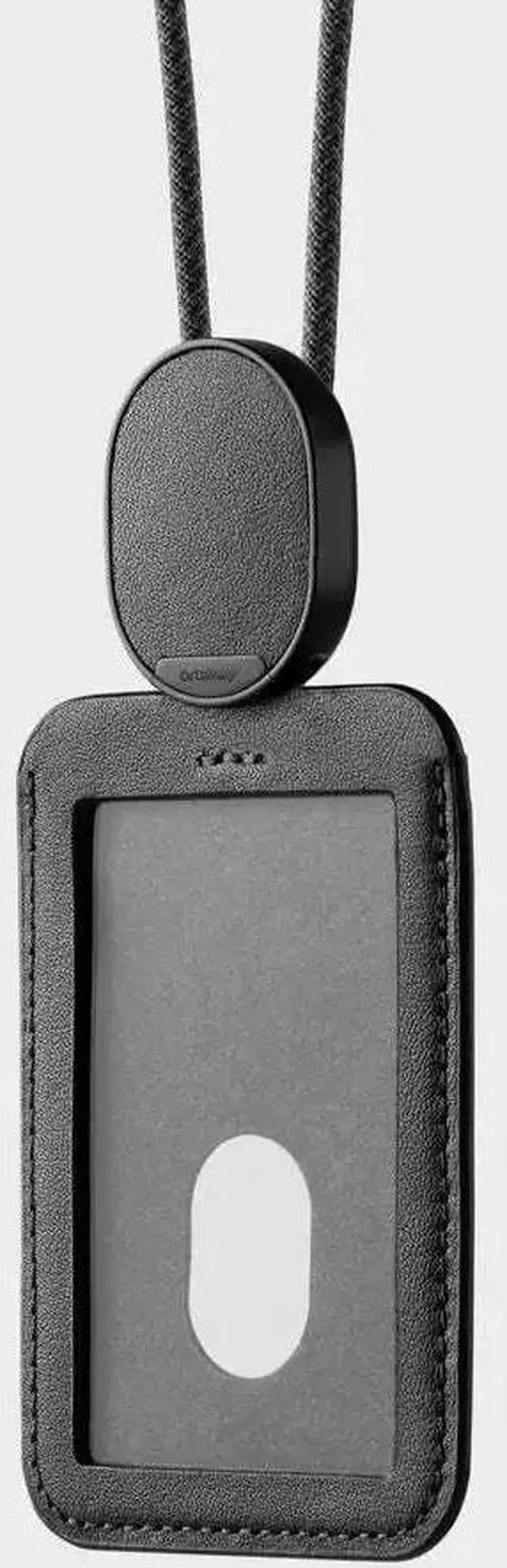 Alt view image 6 of 6 - Orbitkey ID Card Holder with Leather & Durable Dyneema Cord With Lanyard, Black