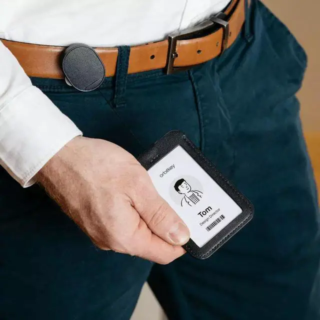 Alt view image 4 of 6 - Orbitkey ID Card Holder with Leather & Durable Dyneema Cord With Lanyard, Black