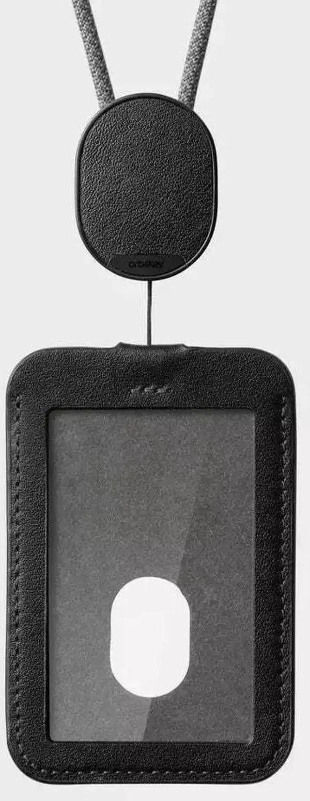 Main image of Orbitkey ID Card Holder with Leather & Durable Dyneema Cord With Lanyard, Black