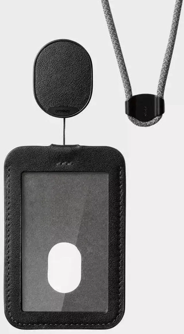 Alt view image 5 of 6 - Orbitkey ID Card Holder with Leather & Durable Dyneema Cord With Lanyard, Black