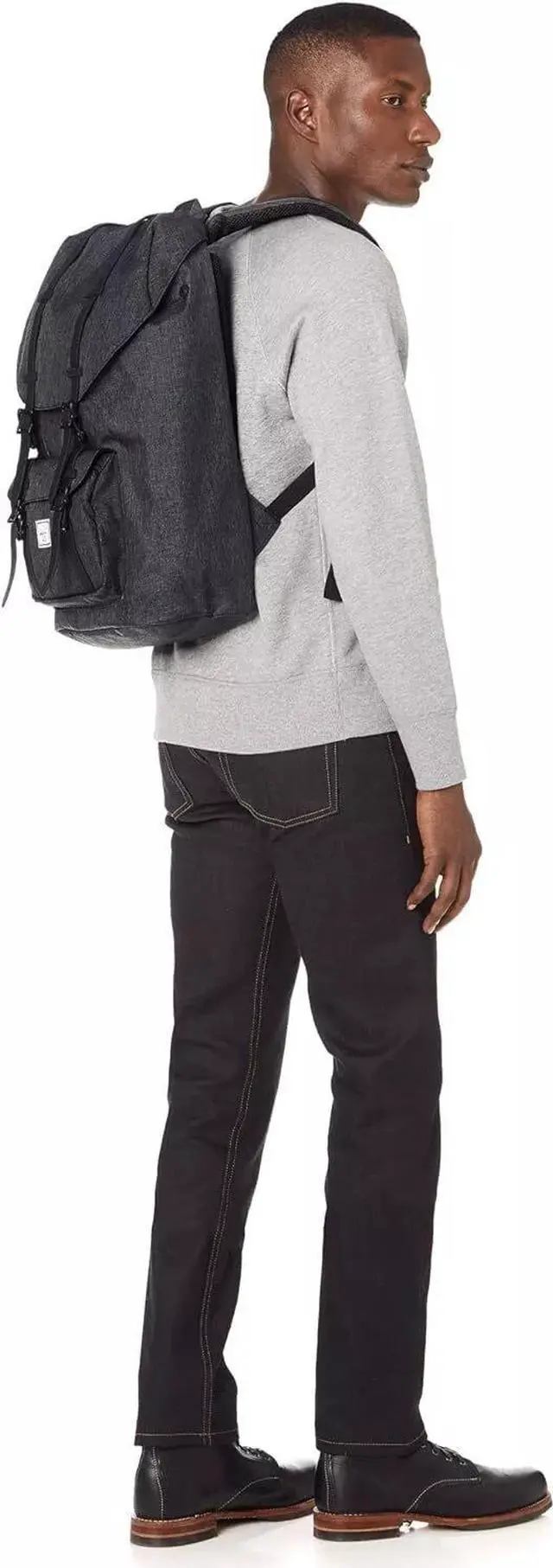 Alt view image 3 of 4 - Herschel Little America Laptop Backpack, Crosshatch/Black, Rubber, Classic 25.0L