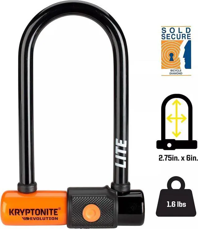 Alt view image 4 of 5 - Kryptonite Evolution Anti-Theft LITE Mini-6 Heavy Duty Bike U Lock, with Keys