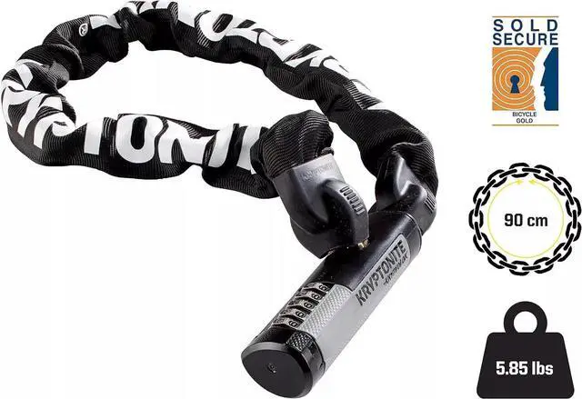Alt view image 2 of 5 - Kryptonite Kryptolok 990 Combo Anti-Theft Bicycle Chain Lock, Black