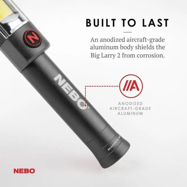 Alt view image 4 of 5 - NEBO BIG LARRY 2 Power Work Light | Bright Flashlight and Work Light with Clip and Magnetic Base | Storm Gray