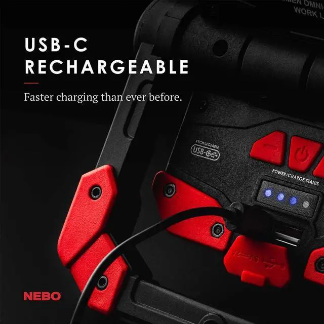 Alt view image 4 of 6 - NEBO OMNI 2K Work Light: 2000 Lumen OMNI-Directional Rechargeable Portable Magnetic COB LED Flashlight USB Power Bank Six Light Modes