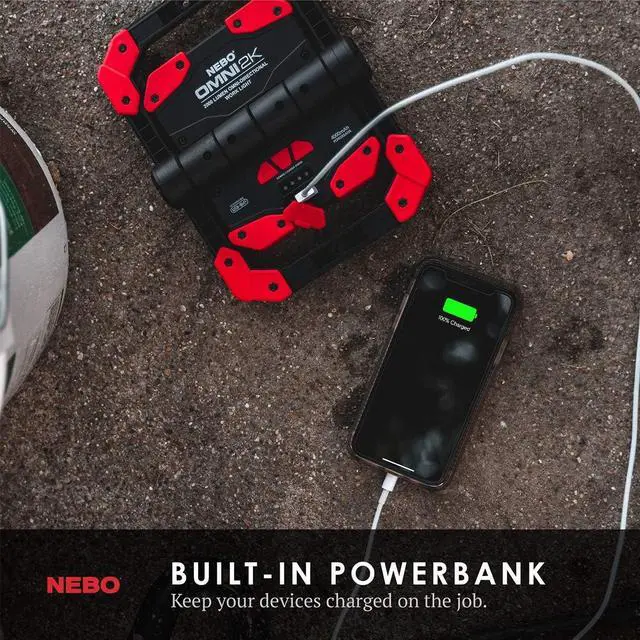 Alt view image 5 of 6 - NEBO OMNI 2K Work Light: 2000 Lumen OMNI-Directional Rechargeable Portable Magnetic COB LED Flashlight USB Power Bank Six Light Modes
