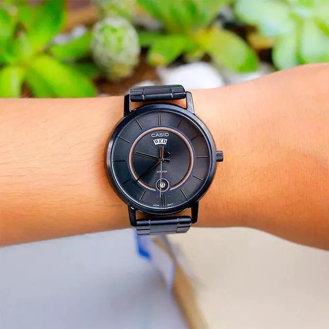 Alt view image 5 of 5 - Casio MTPB120B-8A Men's Analog Black Ion Plated Stainless Steel Band Watch