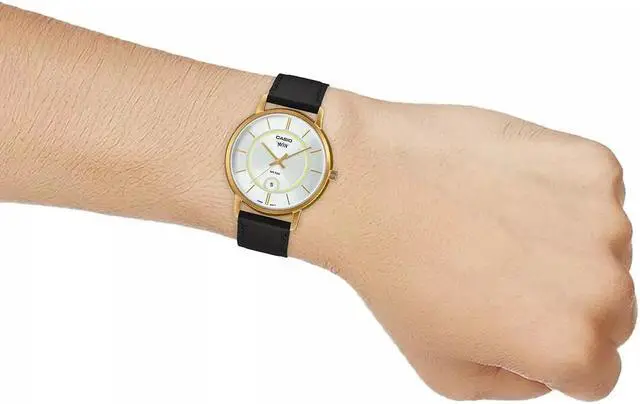 Alt view image 5 of 5 - Casio MTP- B120Gl-7AVDF Men's Leather Analog White Dial Watch with Black Strap