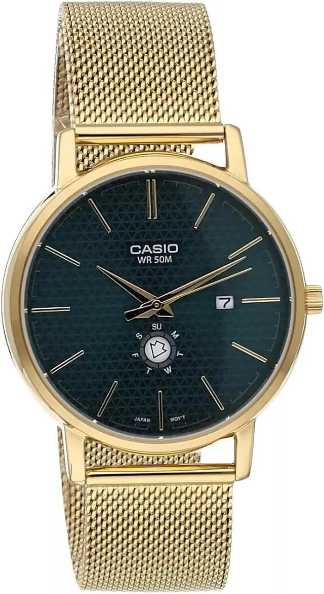 Alt view image 3 of 5 - Casio MTP-B125MG-3AVDF Men's Stainless Steel Analog Blue Dial Watch, Gold Band