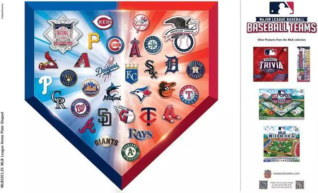 Alt view image 4 of 4 - Masterpieces MLB Team Logos 500 Pc Homeplate Shaped Puzzle Fun for Adults & Kids