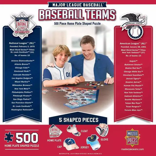 Alt view image 2 of 4 - Masterpieces MLB Team Logos 500 Pc Homeplate Shaped Puzzle Fun for Adults & Kids