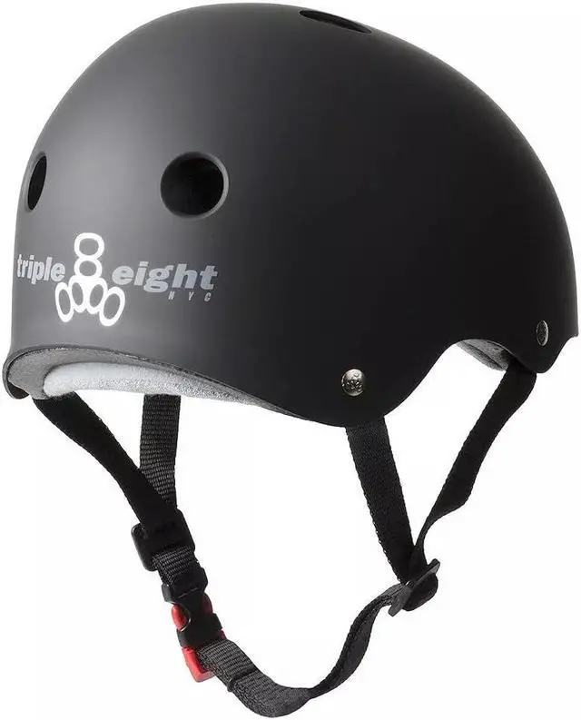 Alt view image 2 of 5 - Triple Eight Certified Adjustable Sweatsaver Helmet - Black Rubber, Size S/M