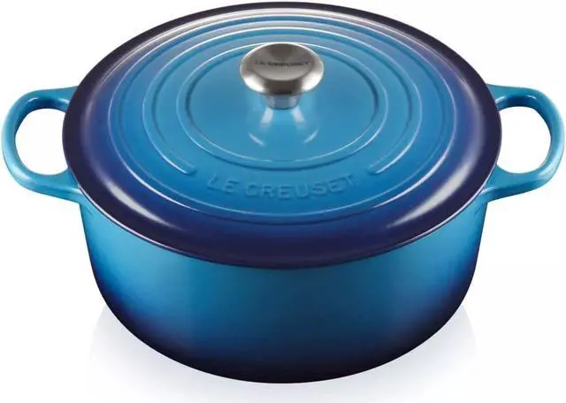 Alt view image 2 of 5 - Le Creuset Signature Enamelled Round Casserole Dish With Lid, 7 qt - Azure