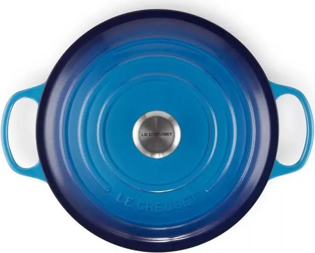 Alt view image 4 of 5 - Le Creuset Signature Enamelled Round Casserole Dish With Lid, 7 qt - Azure