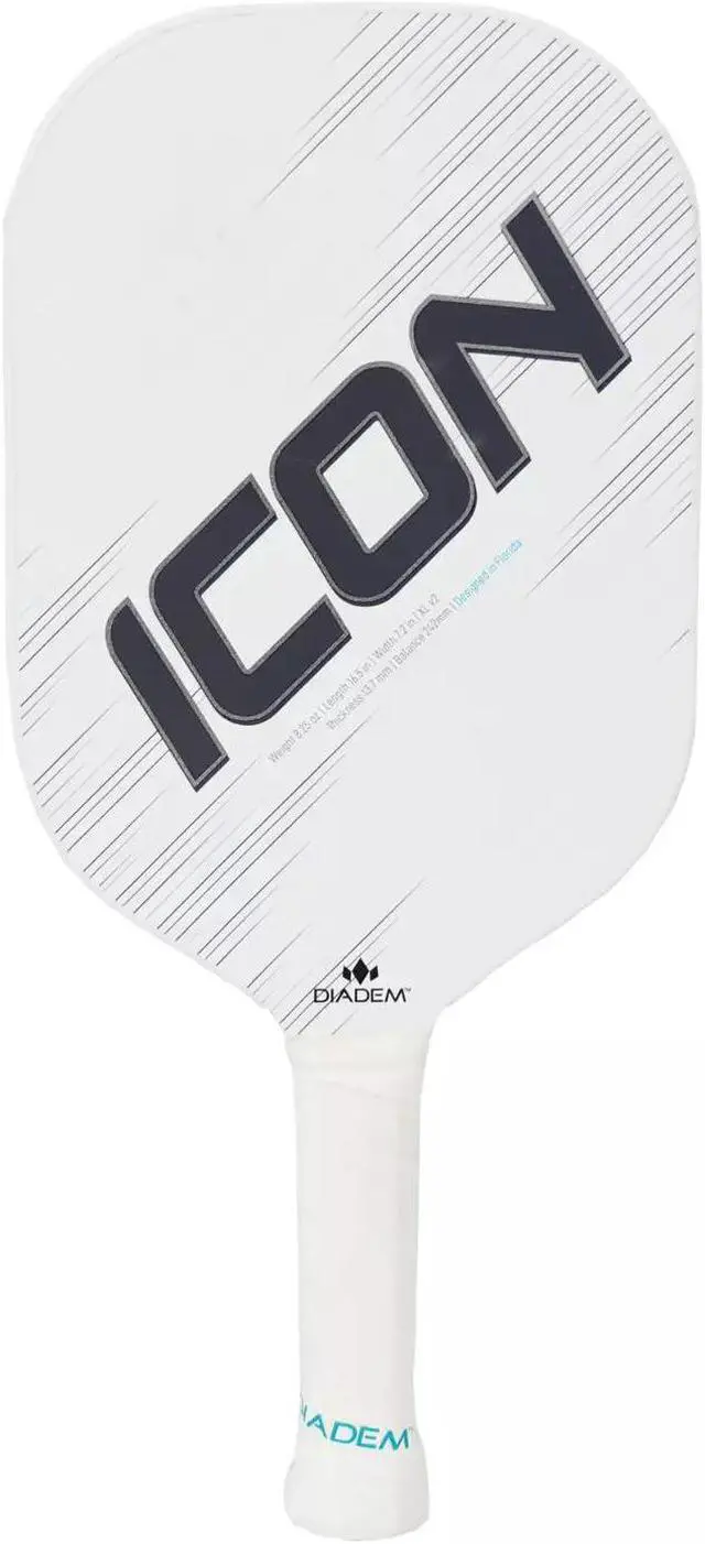 Main image of Diadem Unisex Icon v2 Extended Length Pickleball Paddle, 8mm PP honeycomb, White