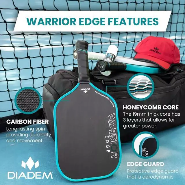Alt view image 2 of 3 - Diadem Warrior Edge Pickleball Paddle - 16mm Core, Midweight 8oz. - Teal