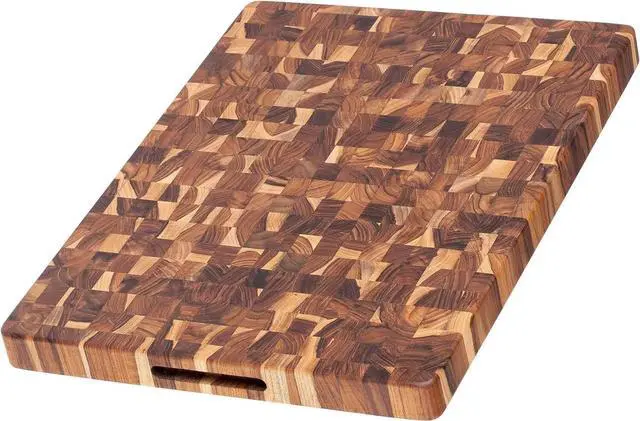 Main image of Teakhaus Butcher Block Wooden Cutting Board, Hand Grip, 20x15x1.5 in - Medium