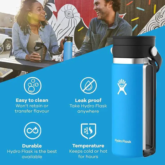 Alt view image 3 of 5 - Hydro Flask Vacuum Insulated Wide Mouth Flex Sip Water Bottle, 16 oz - Black