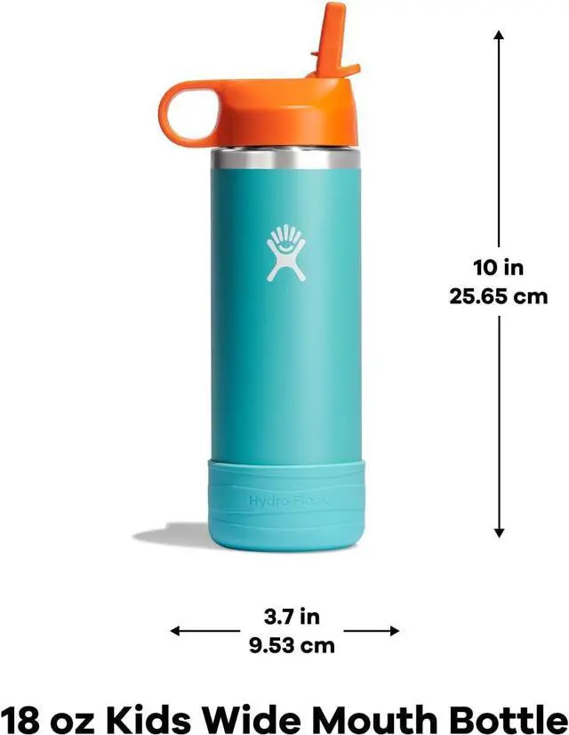 Alt view image 4 of 6 - Hydro Flask Kid's Wide Mouth Water Bottle with Straw Cap & Boot, 18 oz - Anemone