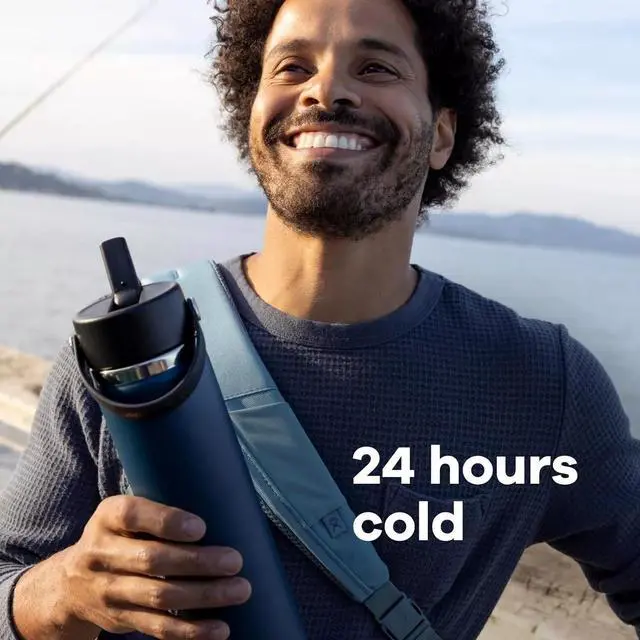 Alt view image 4 of 6 - Hydro Flask Vacuum Insulated Wide Mouth Water Bottle w/Straw Lid, 24 oz - Agave