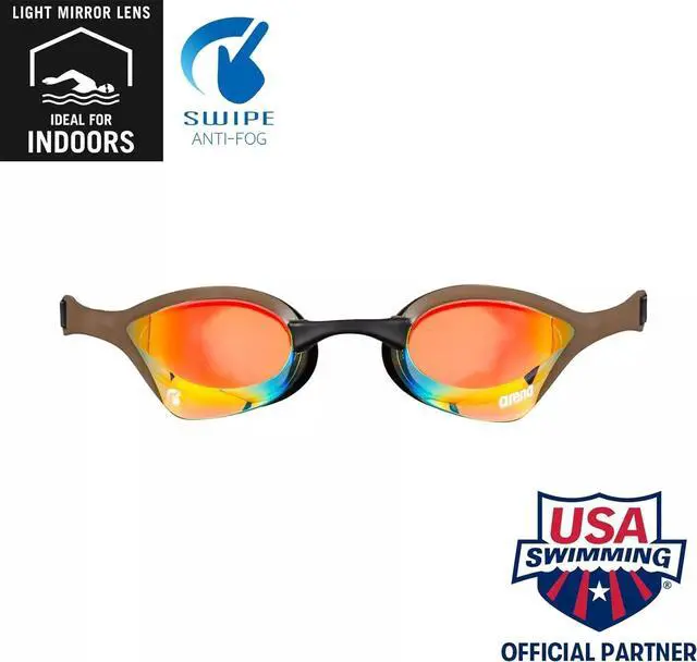 Alt view image 4 of 5 - Arena Unisex Cobra Ultra Swipe Mirror Lens, Swim Goggles, Yellow Copper/Choco