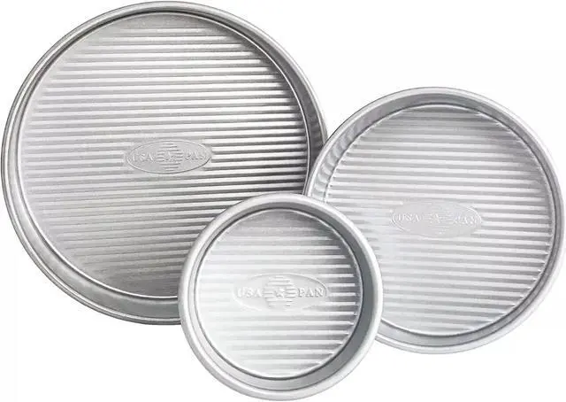 Main image of USA Pan Durable Nonstick Round Shape 4", 6" & 8" Cake Pan Set- Pack of 3