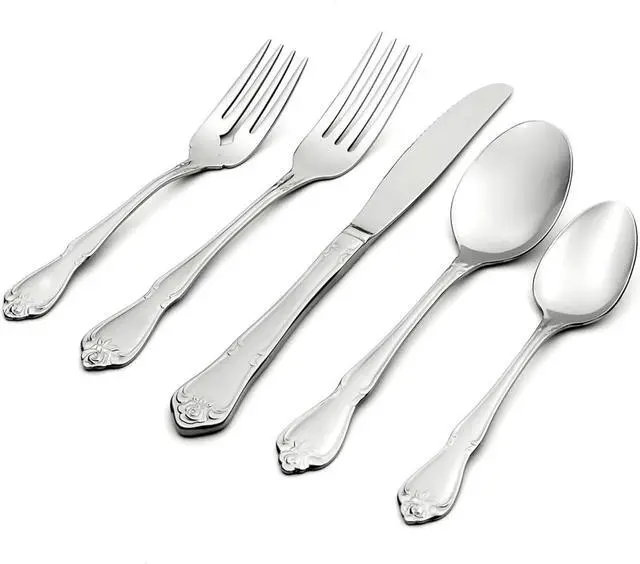 Main image of Oneida True Rose 45-Piece Everyday Flatware, Service for 8, 18/0 Stainless Steel