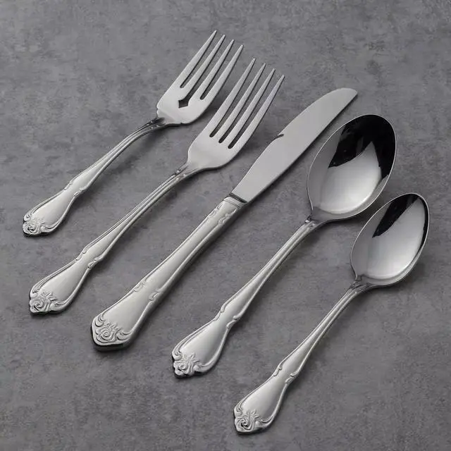 Alt view image 2 of 5 - Oneida True Rose 45-Piece Everyday Flatware, Service for 8, 18/0 Stainless Steel