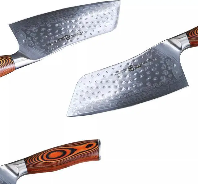 Alt view image 2 of 6 - TUO Cutlery 7" Cleaver Knife - Fiery Phoenix Japanese AUS-10 Damascus Steel