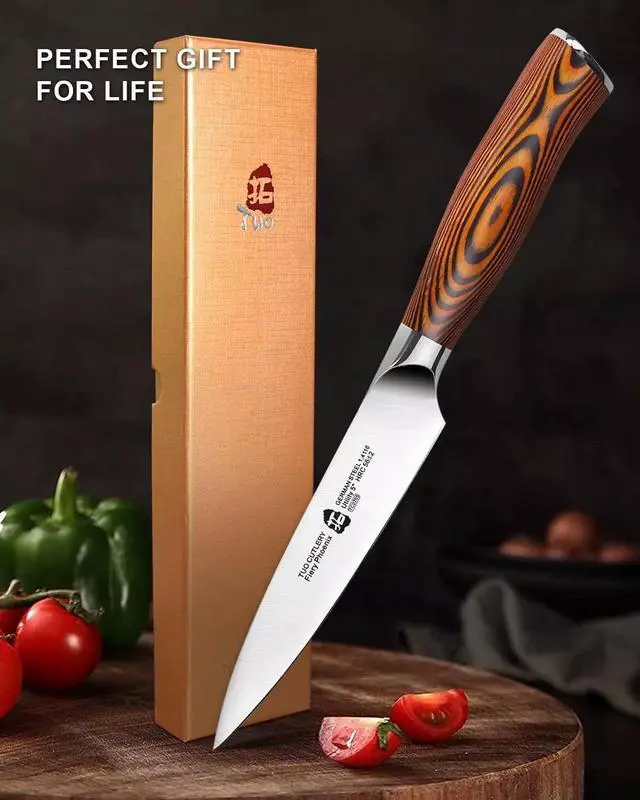 Alt view image 6 of 6 - TUO Cutlery 5'' Utility Kitchen Knife - Fiery Phoenix Series, Stainless Steel