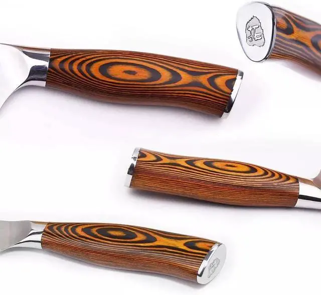 Alt view image 2 of 5 - TUO Cutlery 8pcs Knives Set with Wooden Block w/ Pakkawood Handle, Fiery Series