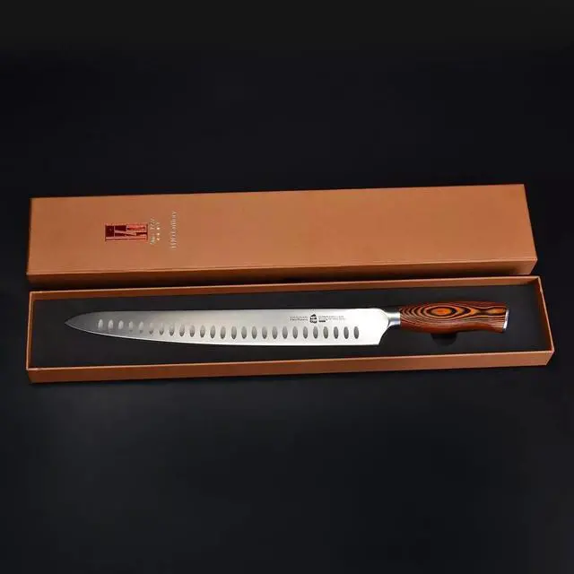 Alt view image 5 of 5 - TUO Cutlery 8pcs Knives Set with Wooden Block w/ Pakkawood Handle, Fiery Series