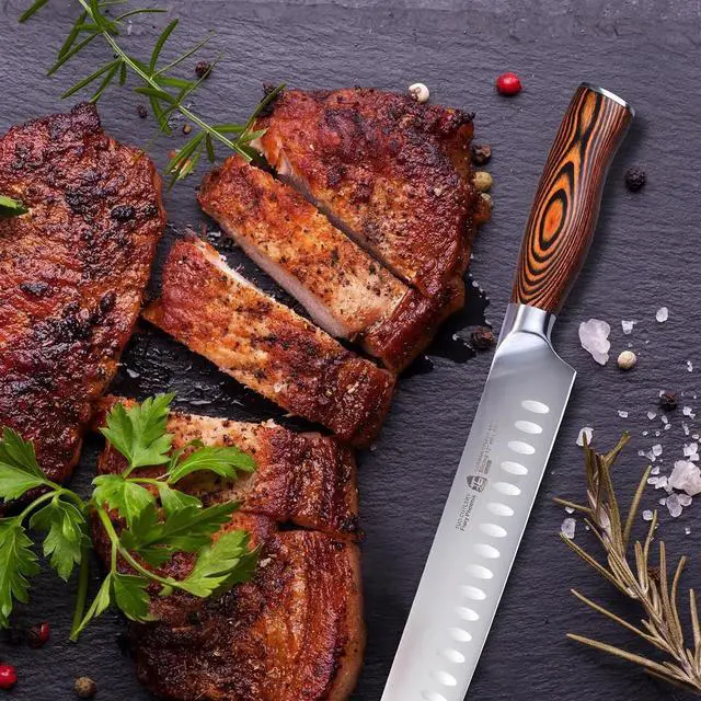 Alt view image 3 of 5 - TUO Cutlery 8pcs Knives Set with Wooden Block w/ Pakkawood Handle, Fiery Series