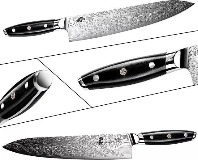 Alt view image 2 of 5 - TUO Cutlery 10'' Chef Knife - Black Hawk-S Series, Vegetable & Meat Cleaver