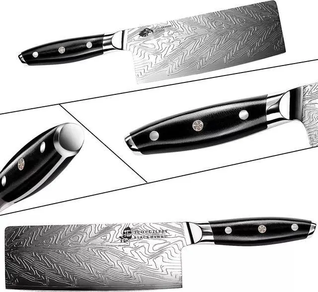 Alt view image 2 of 5 - TUO Cutlery 7'' Chinese Cleaver - Black Hawk-S Series, Vegetable & Meat Knife