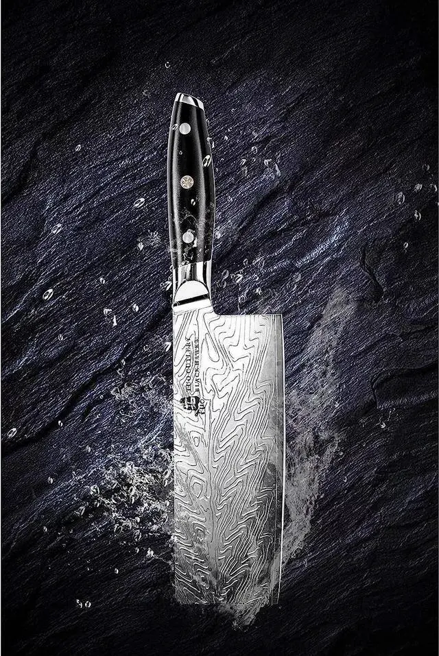 Alt view image 3 of 5 - TUO Cutlery 7'' Chinese Cleaver - Black Hawk-S Series, Vegetable & Meat Knife