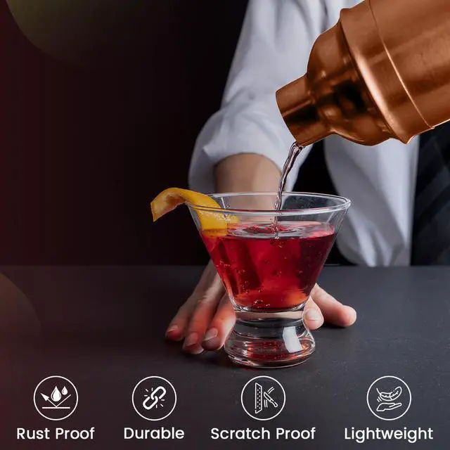 Alt view image 4 of 5 - Bar Social 10 piece Bartender Cocktail Kit w/ Stand- Rose Gold - Stainless Steel