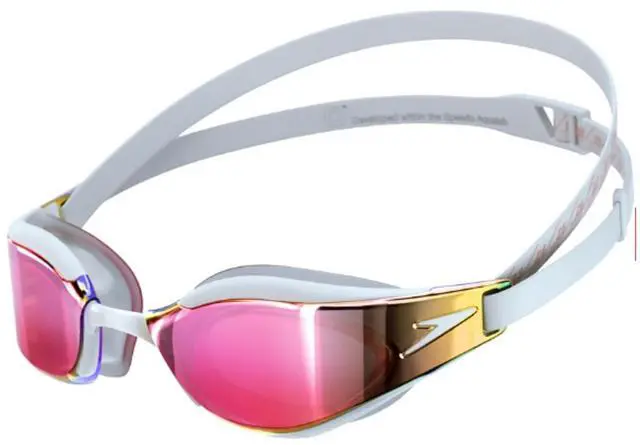 Main image of Speedo Fastskin Hyper Elite Mirrored Goggles, White/Oxid Grey/Rose Gold