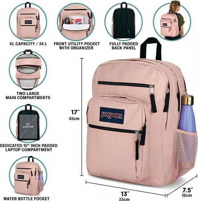 Alt view image 4 of 4 - JanSport Big Student Backpack, Red/Multi Hippie Days