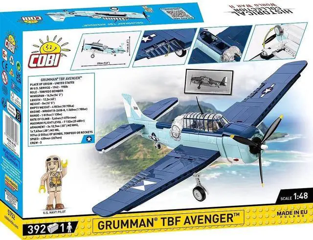Alt view image 4 of 5 - COBI Historical Collection WWII Grumman TBF Avenger, Toys for Kids, 392 Pieces