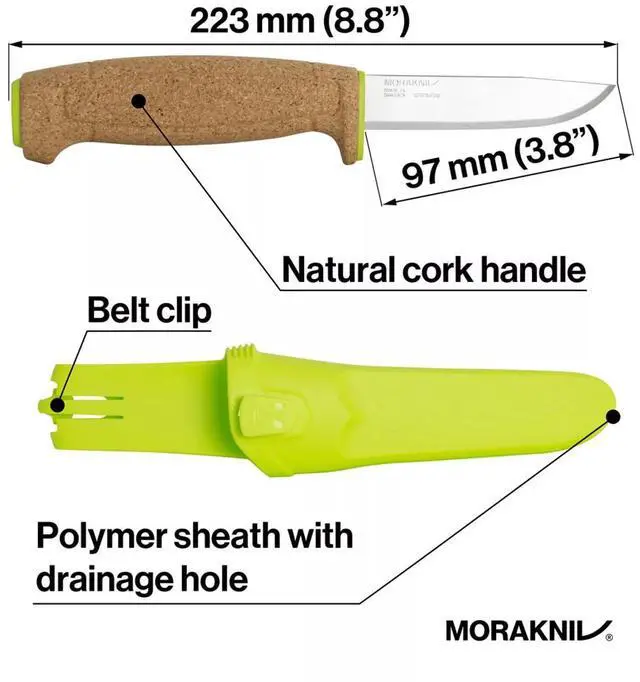 Alt view image 4 of 5 - Morakniv 3.75" Floating Fixed-Blade Fine Edged Stainless Steel Knife, Lime Green